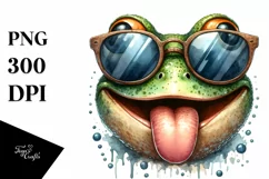 Funny Frog Portrait Watercolor Clipart Product Image 3