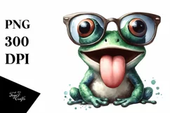 Funny Frog Portrait Watercolor Clipart Product Image 1