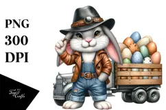 Goofy Bunny Loading Truck, Transparent PNG Product Image 1