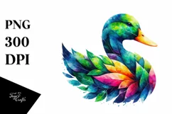 Vibrant Watercolor Duck PNG Product Image 1