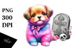 Simple Vibrant Baby Dog with Grave | Clipart Product Image 1