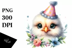 Watercolor Cow with Party Hat, High-Res PNG Product Image 1