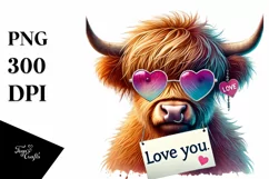 Detailed Highland Calf with Sunglasses, High-Res PNG Product Image 1