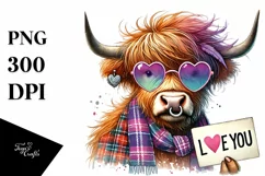 Detailed Highland Calf with Sunglasses, High-Res PNG Product Image 1