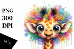 Colorful Baby Giraffe PNG Product Image 1