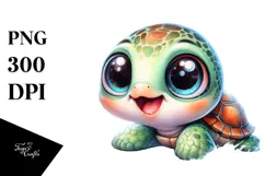 Cute Baby Turtle with Goofy Smile PNG Product Image 1