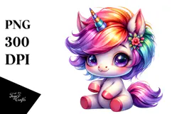 Cute Baby Unicorn Drawing with Cool Haircut Product Image 1