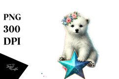Colorful Baby Polar Bear with Heart, Transparent PNG Product Image 1
