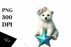 Colorful Baby Polar Bear with Heart, Transparent PNG Product Image 1