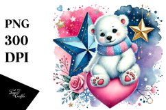Colorful Baby Polar Bear with Heart, Transparent PNG Product Image 1