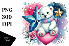 Colorful Baby Polar Bear with Heart, Transparent PNG Product Image 1
