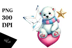 Cute Polar Bear on a Star, PNG Product Image 1