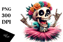 Funny Skeleton Rocking a Tutu, Whimsical PNG Product Image 1