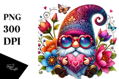 Valentines Gnome with Sunglasses, PNG Product Image 1