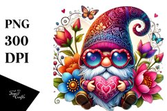 Detailed Valentines Gnome with Sunglasses, Transparent PNG Product Image 1