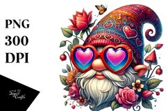 Detailed Valentines Gnome with Sunglasses, Transparent PNG Product Image 1