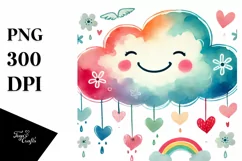 Colorful Cloud with Hearts, Transparent PNG Product Image 1