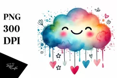 Colorful Cloud with Hearts, Transparent PNG Product Image 1