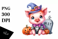 Whimsical Flowers, Baby Pig Halloween Clipart Product Image 3