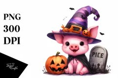 Baby Pig Halloween Whimsical Flower Clipart Product Image 1