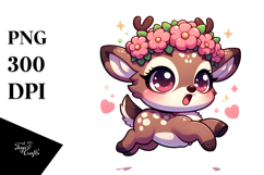 Sarcastic Deer with Flower Crown PNG Product Image 1