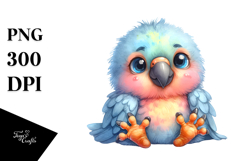 Funny Watercolor Baby Parrot Clipart Product Image 1