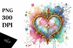 Colorful Hearthglass on Splashy Background PNG Product Image 1