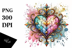 Colorful Heartglass on Splashy Background PNG Product Image 1