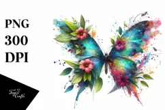 Vibrant Watercolor Butterfly PNG Product Image 1