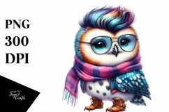 Baby Owl with Cool Haircut PNG Product Image 3