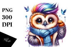 Baby Owl with Cool Haircut PNG Product Image 3