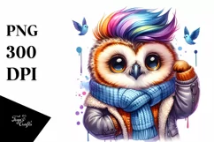 Baby Owl with Cool Haircut PNG Product Image 3