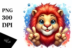Vibrant Lion Victory Watercolor Clipart Product Image 1