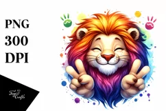 Vibrant Lion Victory Watercolor Clipart Product Image 1