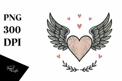 Vintage Heart Wings PNG Product Image 1