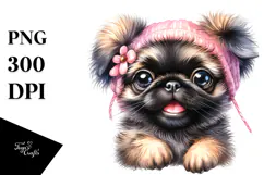 Watercolor Baby Pug PNG Product Image 1