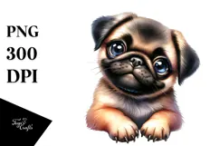 Watercolor Baby Pug PNG Product Image 1
