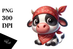 Playful Cartoon Cow PNG Product Image 1