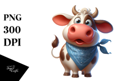 Playful Cartoon Cow PNG Product Image 1