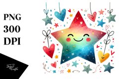 Smiling Star with Hearts PNG Product Image 1
