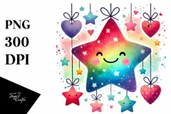 Colorful Star with Hearts, Transparent PNG Product Image 1