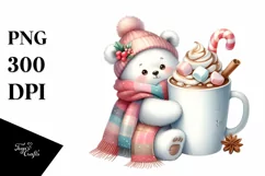 Cute Little Polar Bear with Hot Cocoa PNG Product Image 3