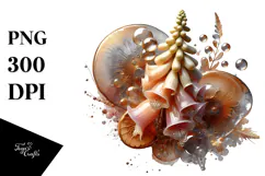 Abstract Foxglove with Golden Insertions PNG Product Image 1