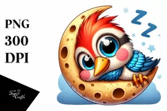 Cute Baby Woodpecker Moon Dance Clipart Product Image 3