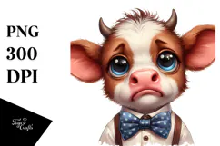 Disgusted Cow with Cool Looking Hair, Proud PNG Product Image 1