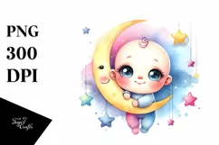 Smiling Baby With Stars | Sublimation Clipart Product Image 1
