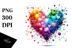 Colorful Heart Paintbrush Digital PNG Product Image 1