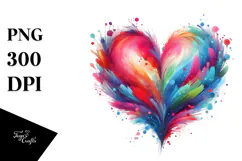 Colorful Paintbrush Heart PNG Product Image 1
