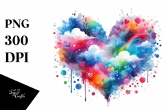 Colorful Paintbrush Style Heart PNG Product Image 1