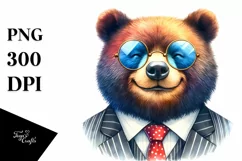 Vibrant Bear Portrait Watercolor Clipart Product Image 1